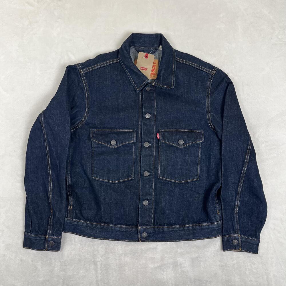 Levi's Type 2 Trucker Jacket Mens Medium Blue Denim Relaxed Fit Dark Wash Retro